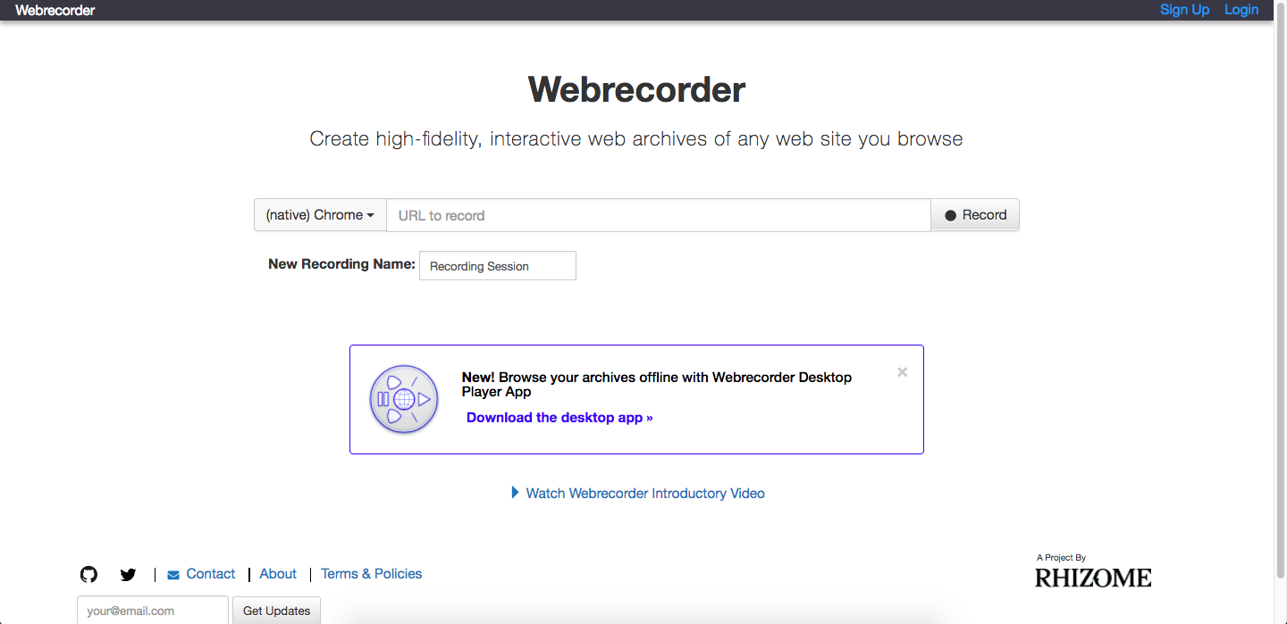 Webrecorder Homepage